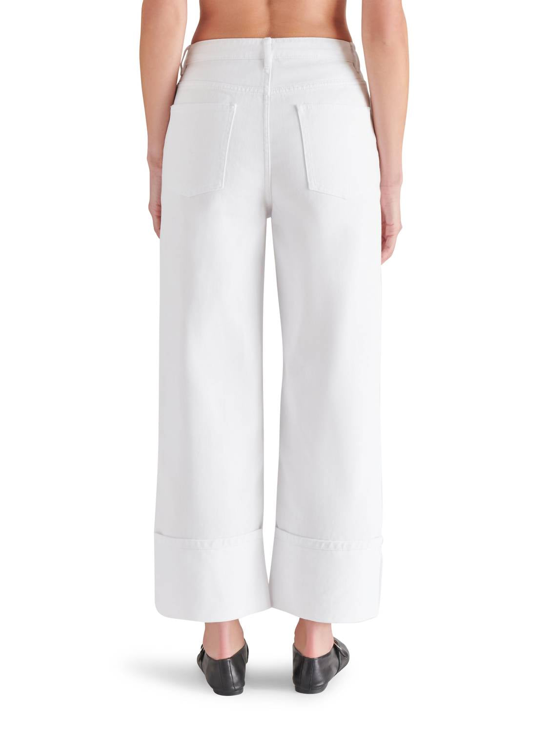 STEVE MADDEN Noelie High Waist Ankle Wide Leg Jeans in white - women's jeans - detail view