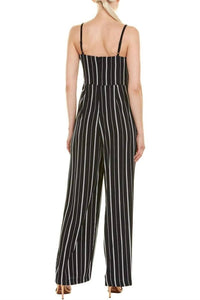 Laundry By Shelli Segal - Spaghetti Strap Concealed Stripe Print Crepe Jumpsuit