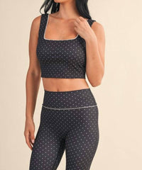 Kimberly C - Polka Dot Print Crop Tank With Lace Trim