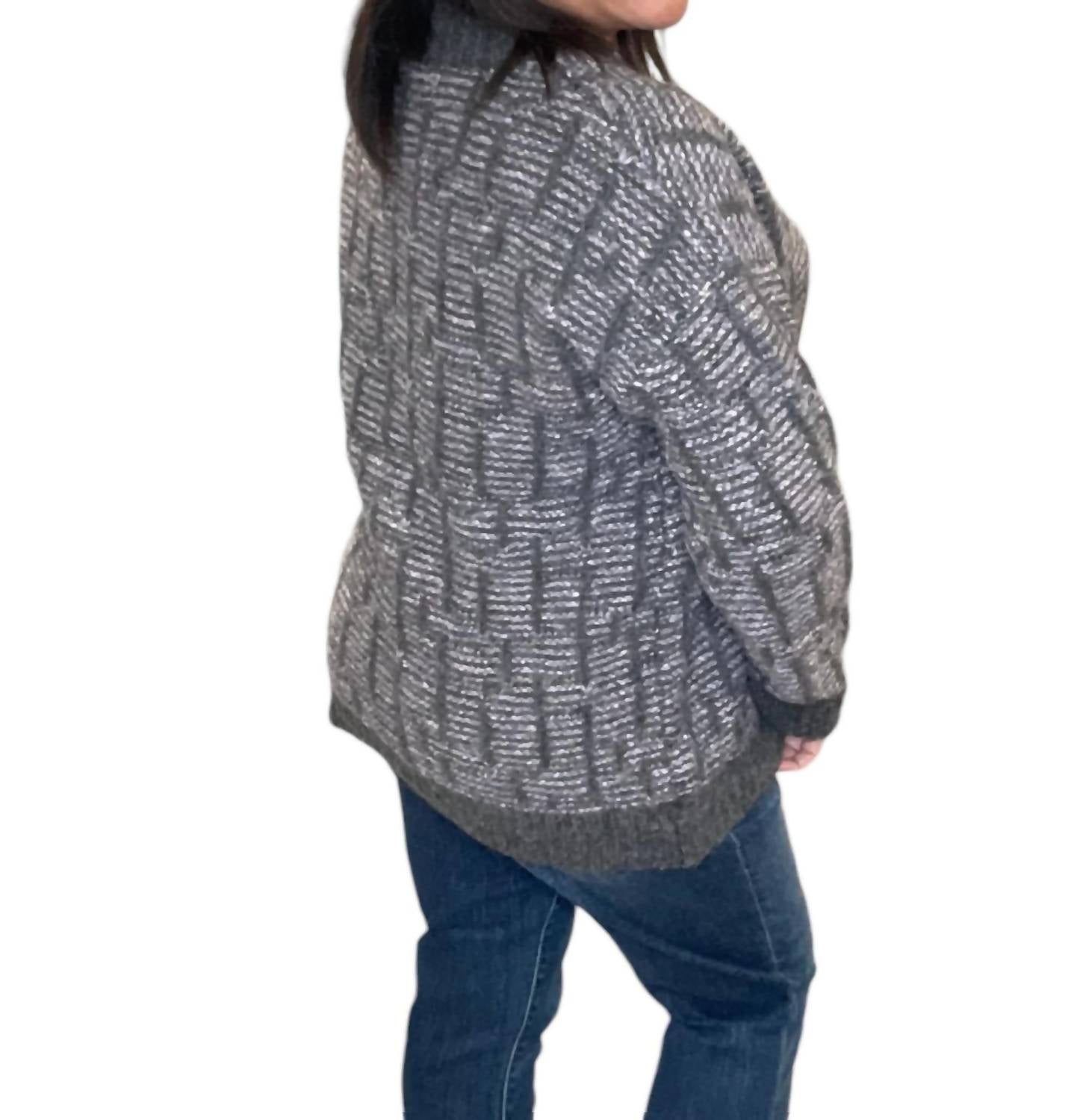 Mystree - Cozy Patterned V-Neck Sweater