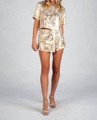 Sincerely Ours Matilda Short Sleeve Top in gold ponte - women's t-shirt