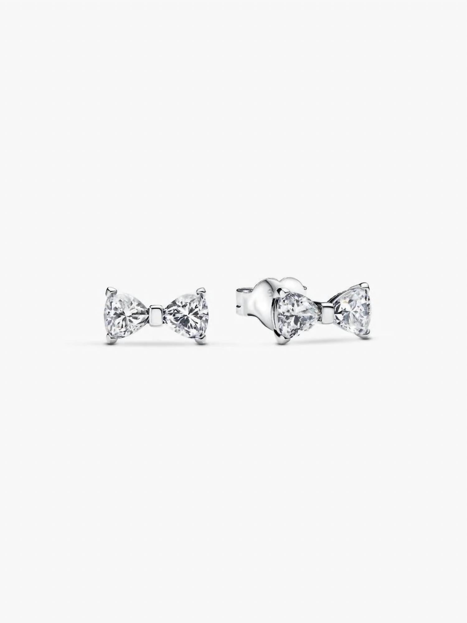 Pandora Women's Sparkling Bow Stud Earrings in silver - women's jewelry