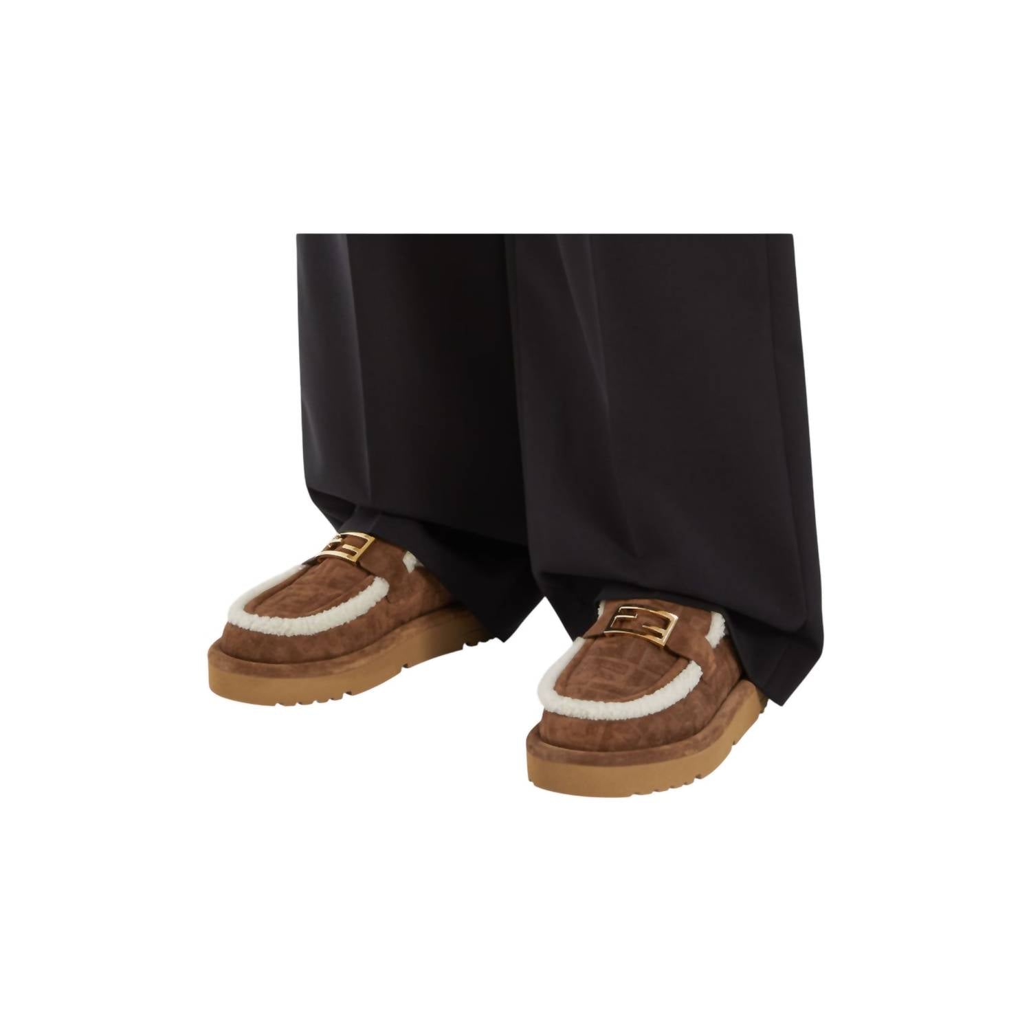 Fendi - Women's Apres Chic Ff Suede And Shearling Sabots Mules