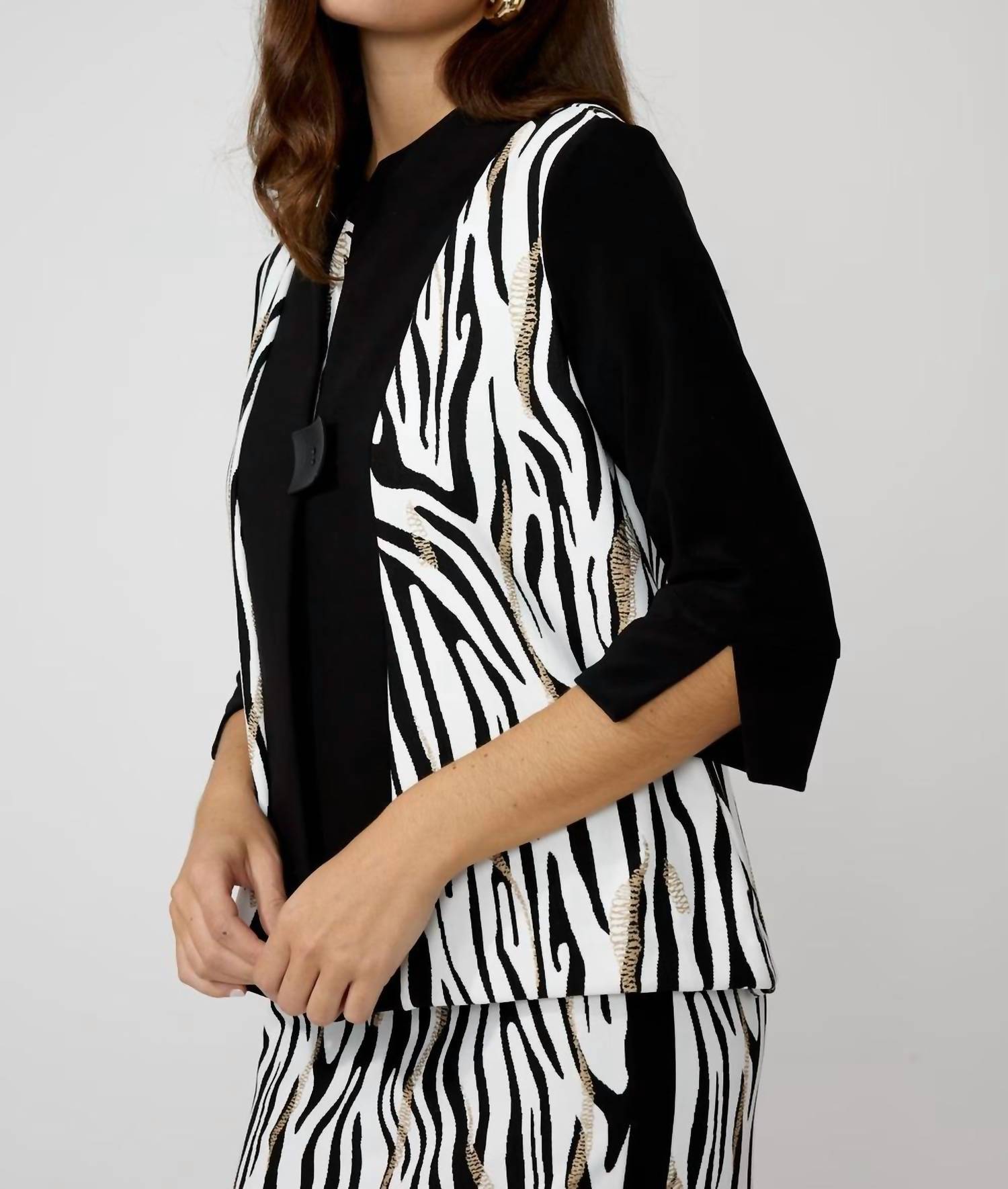 Frank Lyman - Zebra Print 3/4 Sleeves Jacket