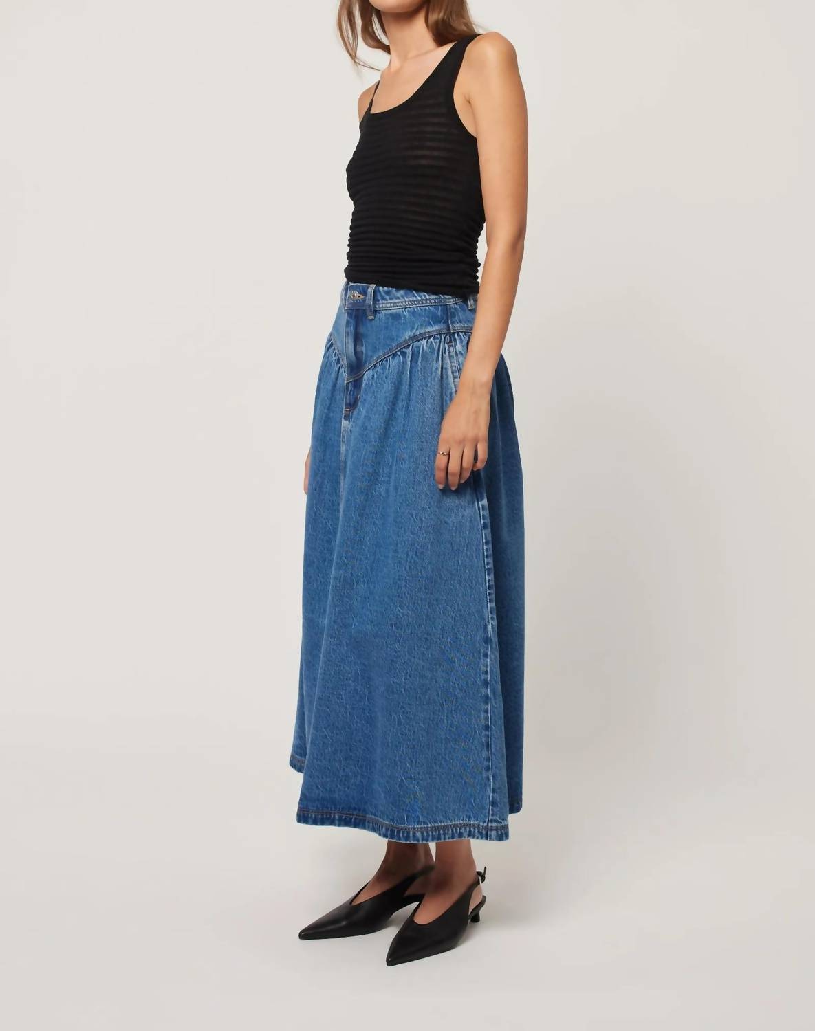 Rolla'S - Leonie Drop Waist Midi Denim Skirt