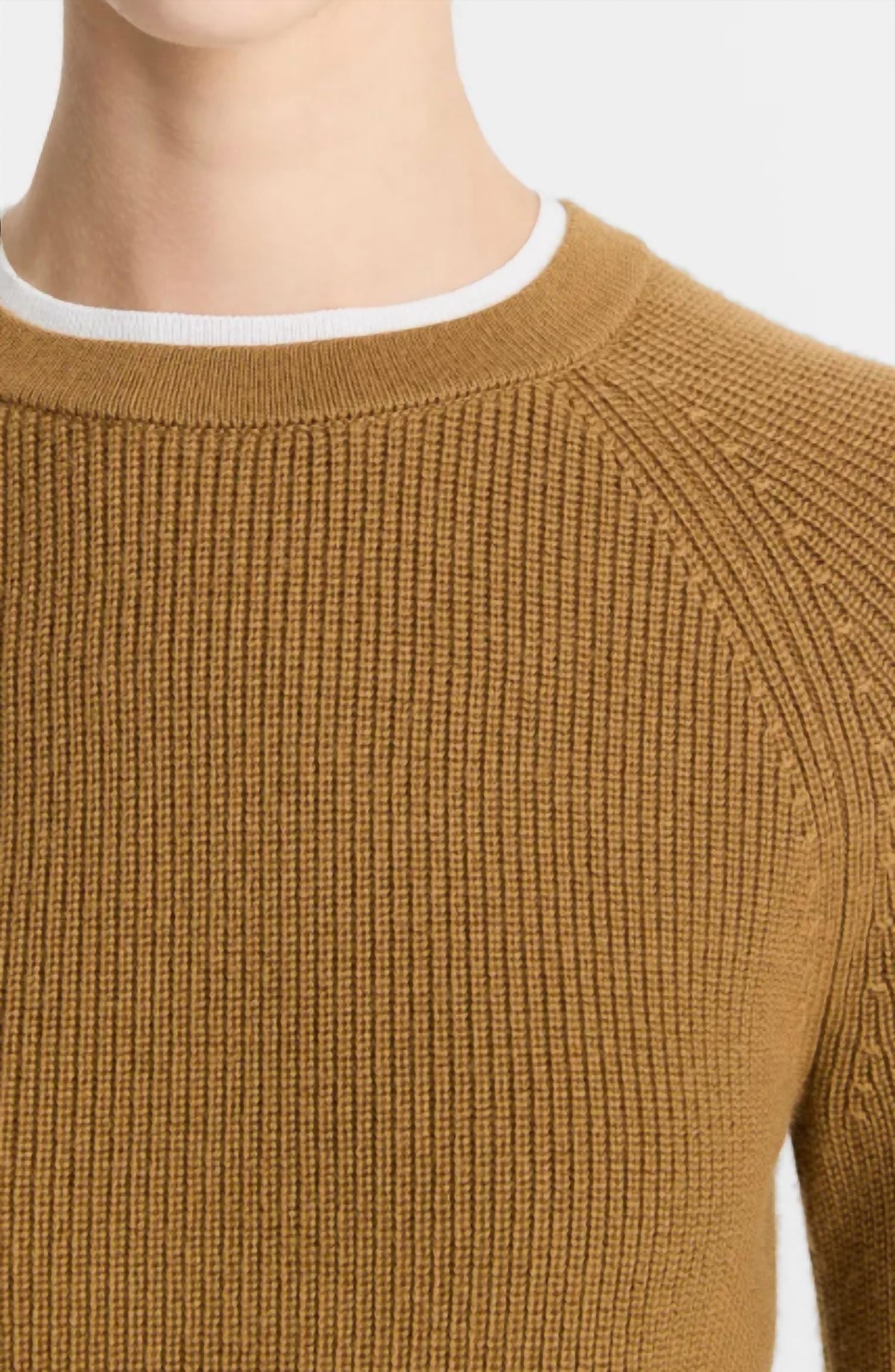 Vince - Contrast Trim Merino Wool and Cashmere Sweater