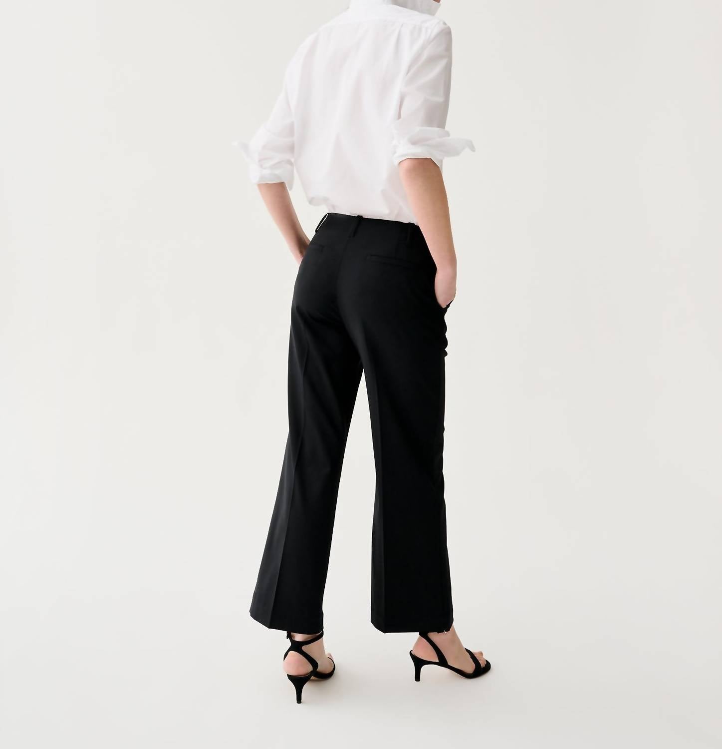 Ann Mashburn Frankie Cropped Pant in black bi stretch tropical wool - women's pants - alternate view