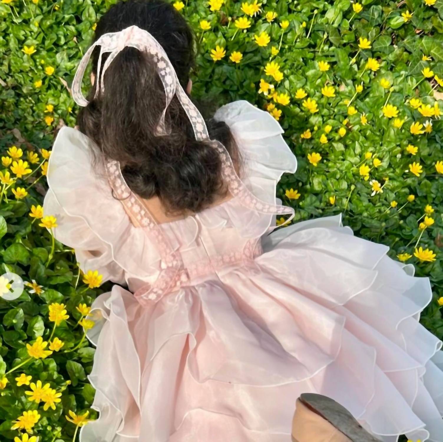 Selkie Rose Petal Puff Dress in pink - women's dress - alternate view