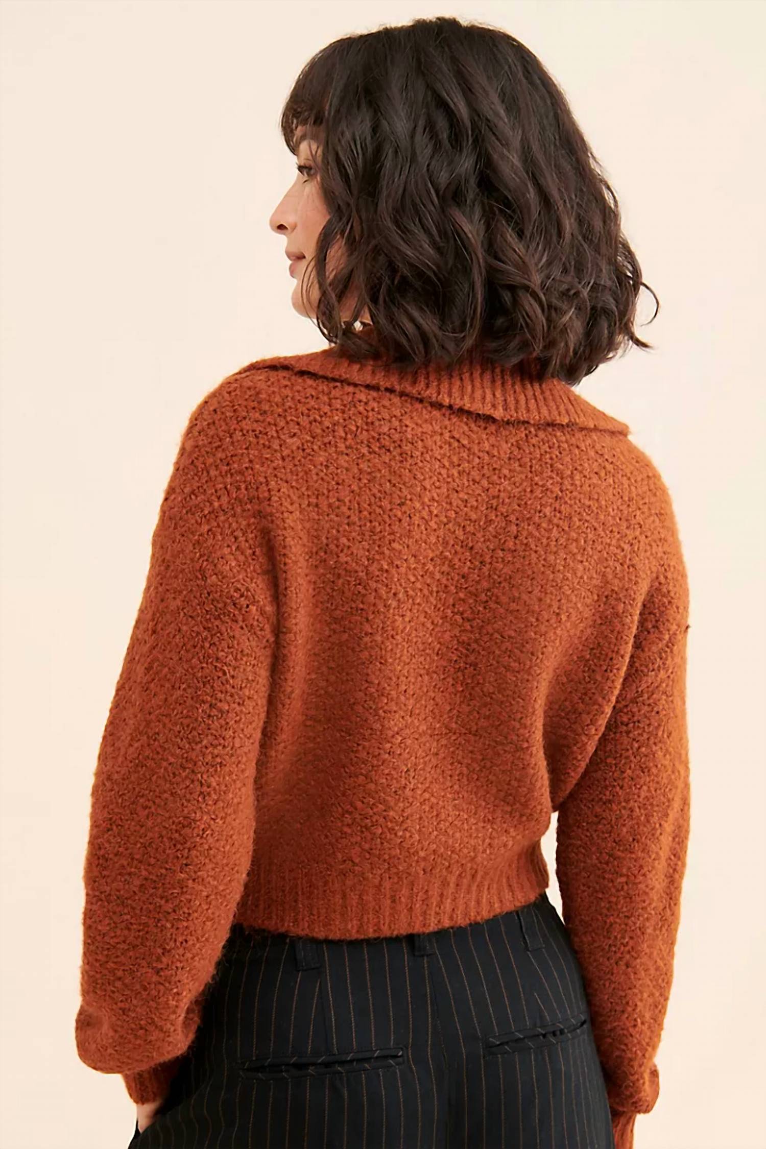 Sage The Label - Sophia Lace Up V Neck Sweater Top