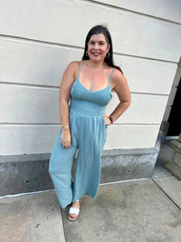 Heyson - Smocked Bust Flare Jumpsuit