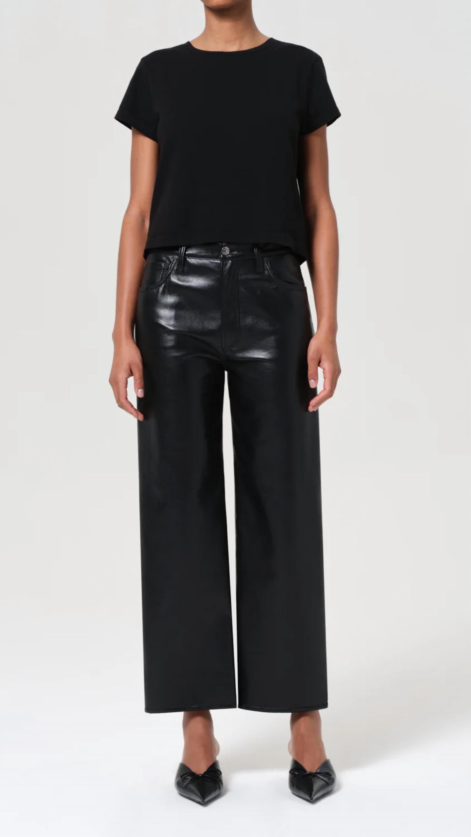 AGOLDE Women's Ren Jean in black recycled leather - women's pants