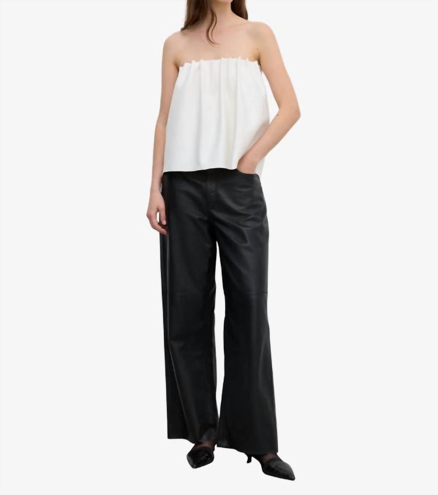 House of Dagmar Rouched Tube Top in white - women's blouse