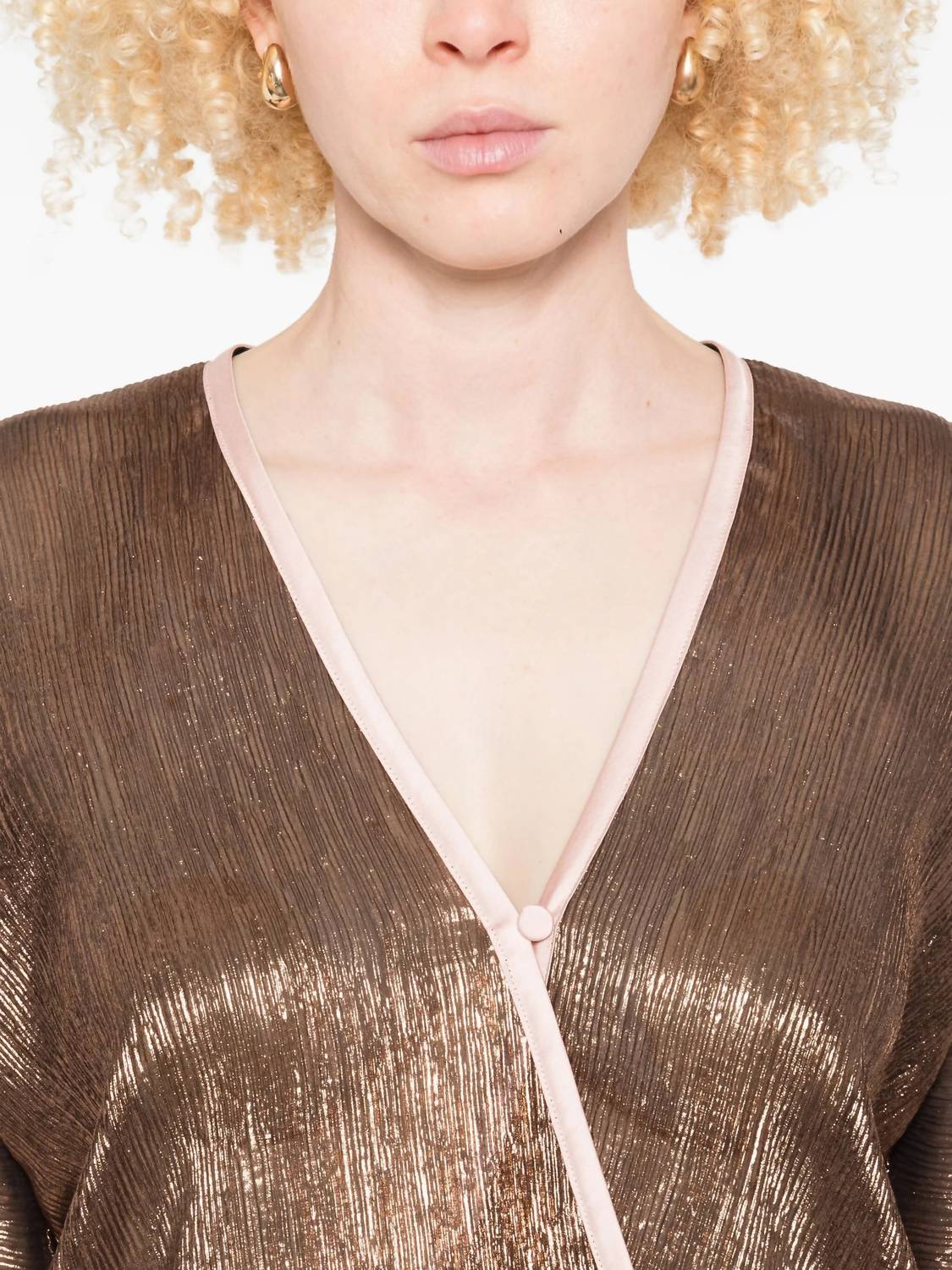 forte forte Froisse Lame Kimono Shirt in poudre - women's blouse - view 4