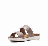 Clarks Women's April Dusk Slide Sandal in bronze metallic textile - women's sandal - alternate view