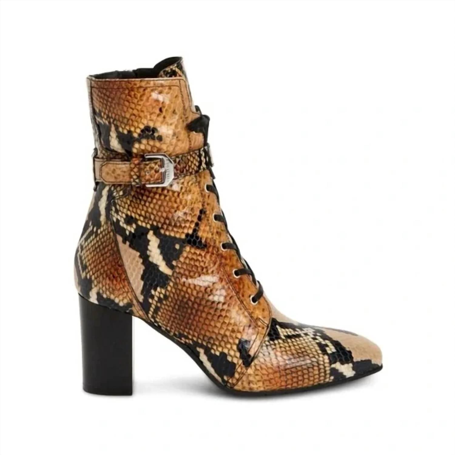 Aquatalia - Women's Fawn Leather Snakeskin Lace Up Boots
