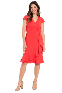 London Times - Ruffled Draped Skirt Sheath Dress