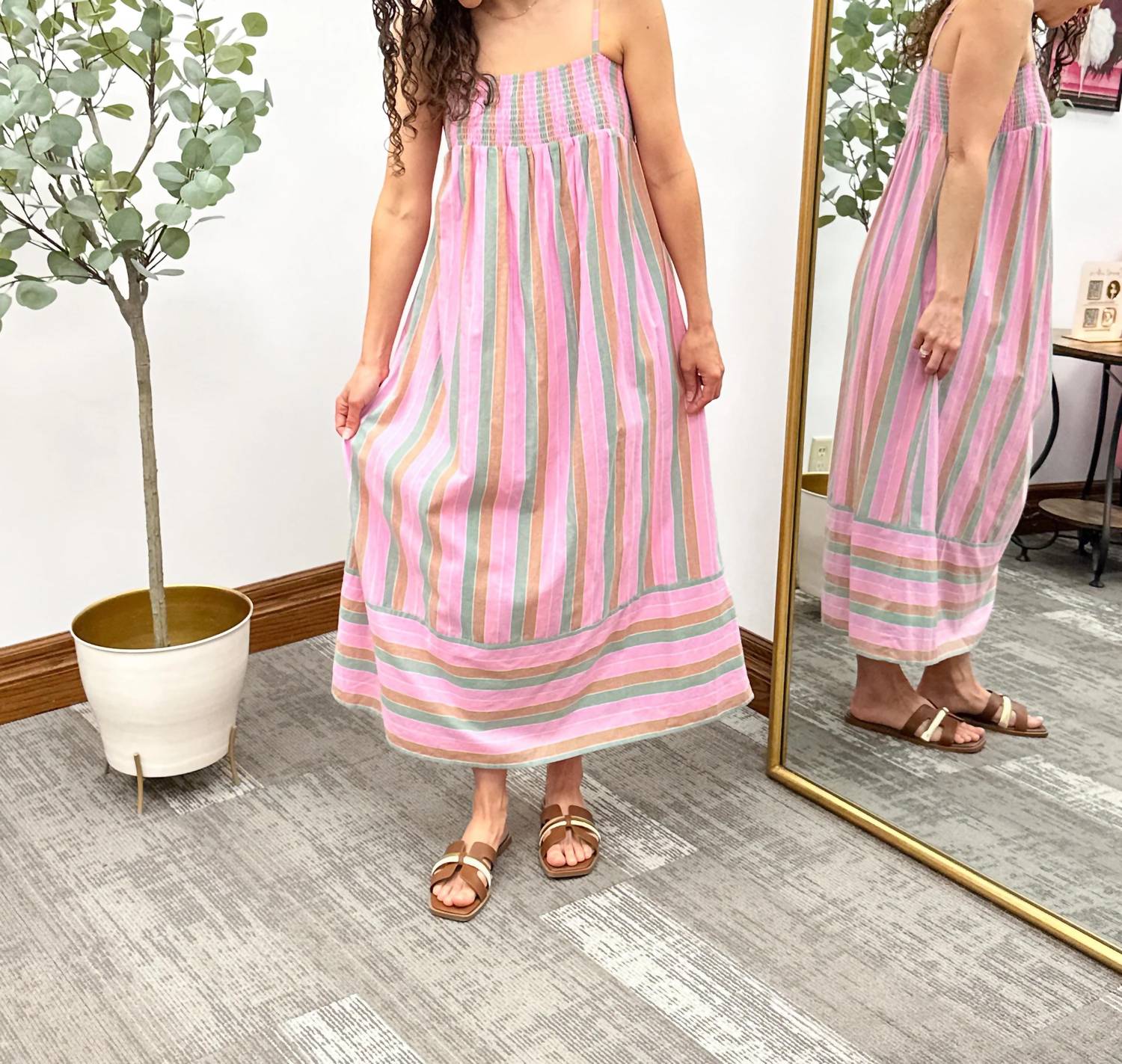 Wishlist - Stripe Smocked Midi Dress
