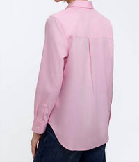 Foxcroft Boyfriend Shirt in chambray pink - women's shirt - alternate view