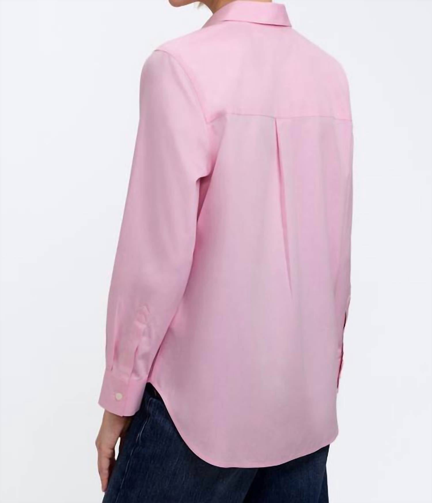 Foxcroft Boyfriend Shirt in chambray pink - women's shirt - alternate view