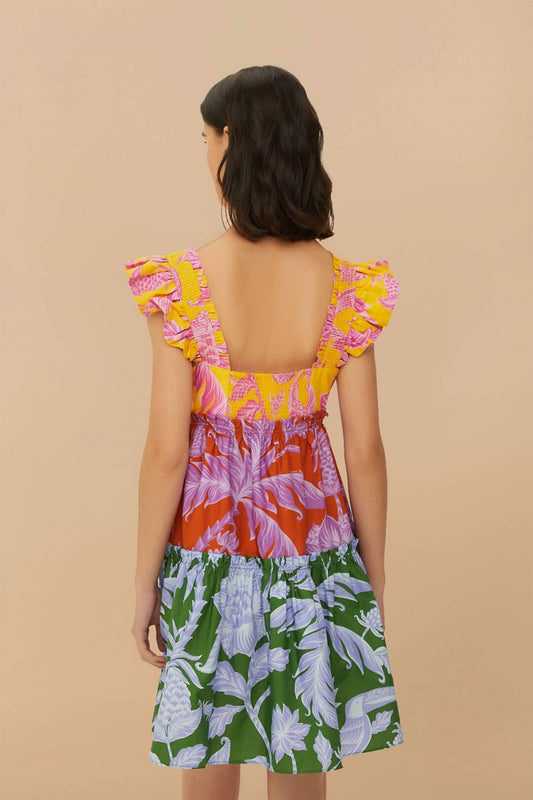 Farm Rio - Mixed Tropical Swing Mini Dress