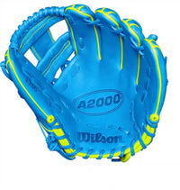 Wilson Men's A2000 Fall 1786 11.5" Infield Baseball Gloves in sky blue optic yellow - men's accessory - alternate view