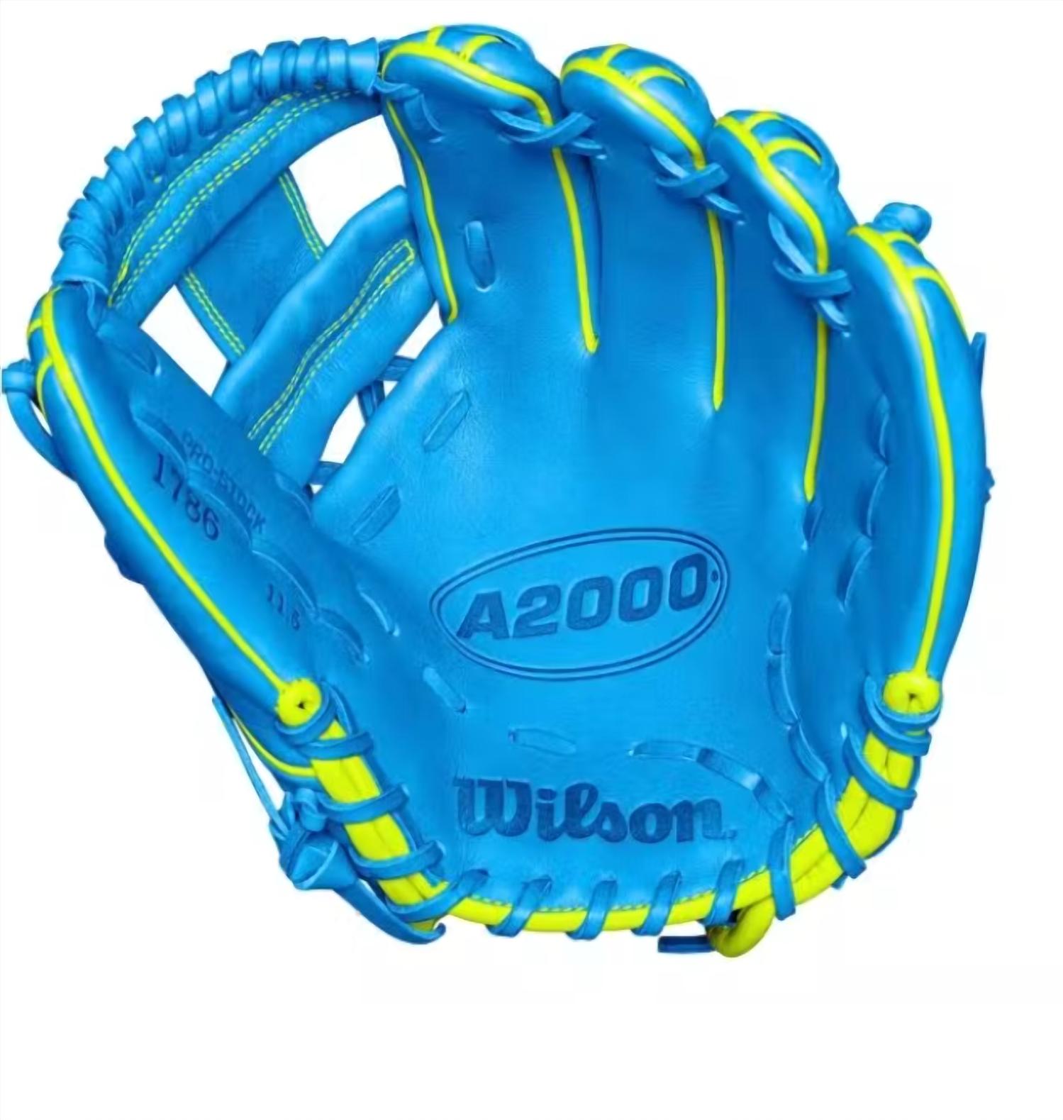 Wilson Men's A2000 Fall 1786 11.5" Infield Baseball Gloves in sky blue optic yellow - men's accessory - alternate view