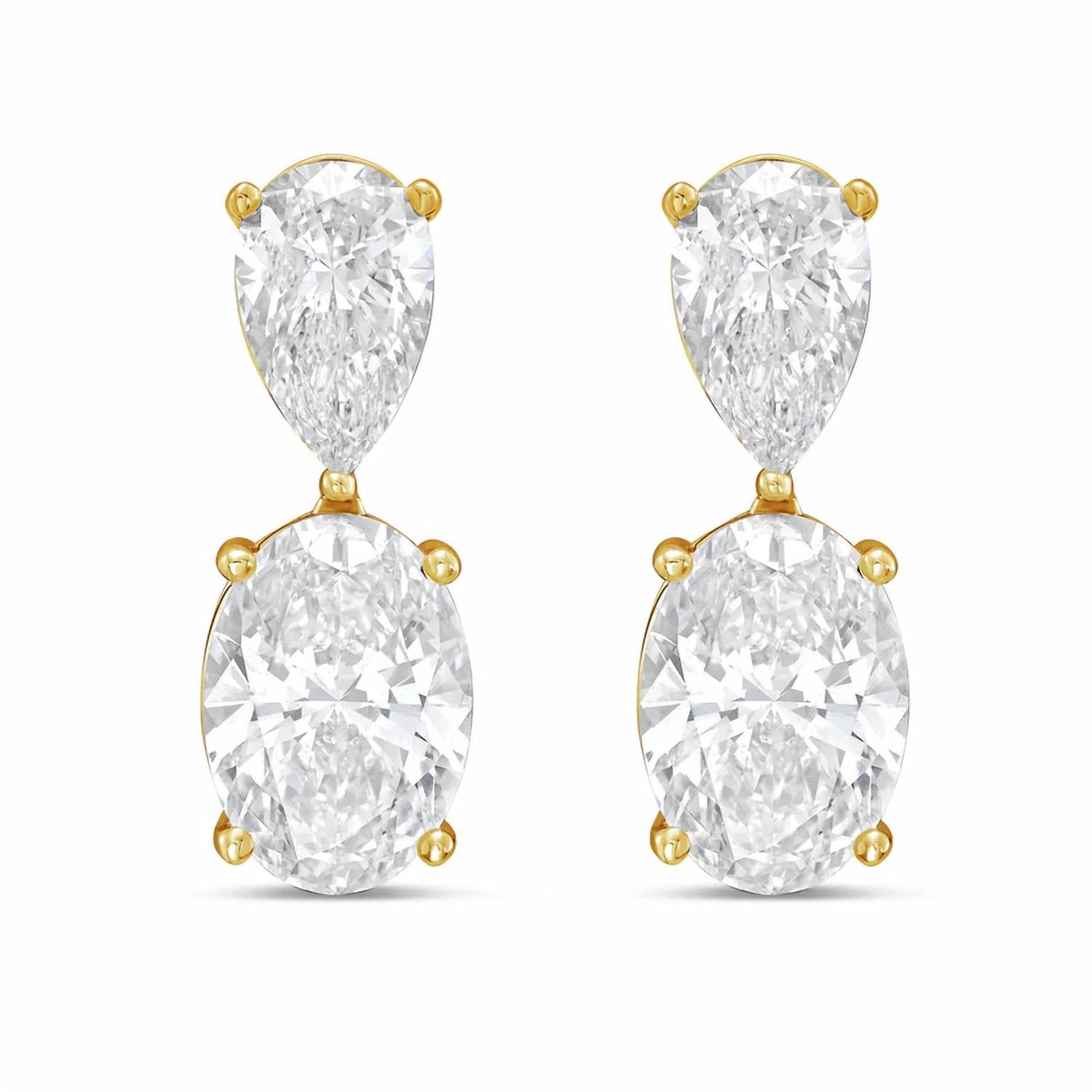 Diana M Jewels - Women's Pear Lab-Grown Diamond Stud Earrings (12.00 Ct TCW) - Luxe