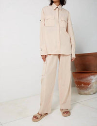 S/W/F Women's Utilitarian Shirt in beige - women's long sleeve top