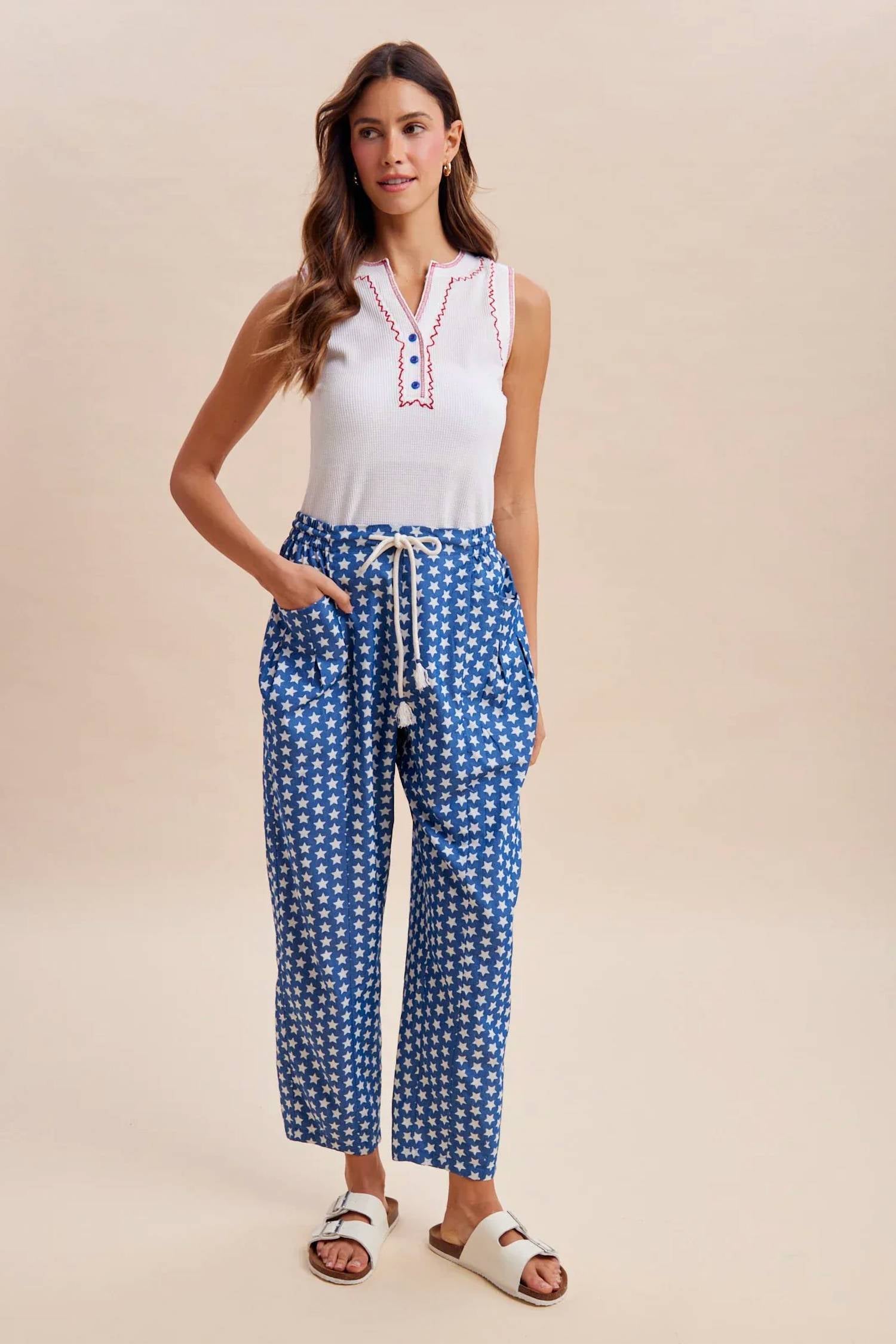 Anniewear - Star Print Pull On Pants
