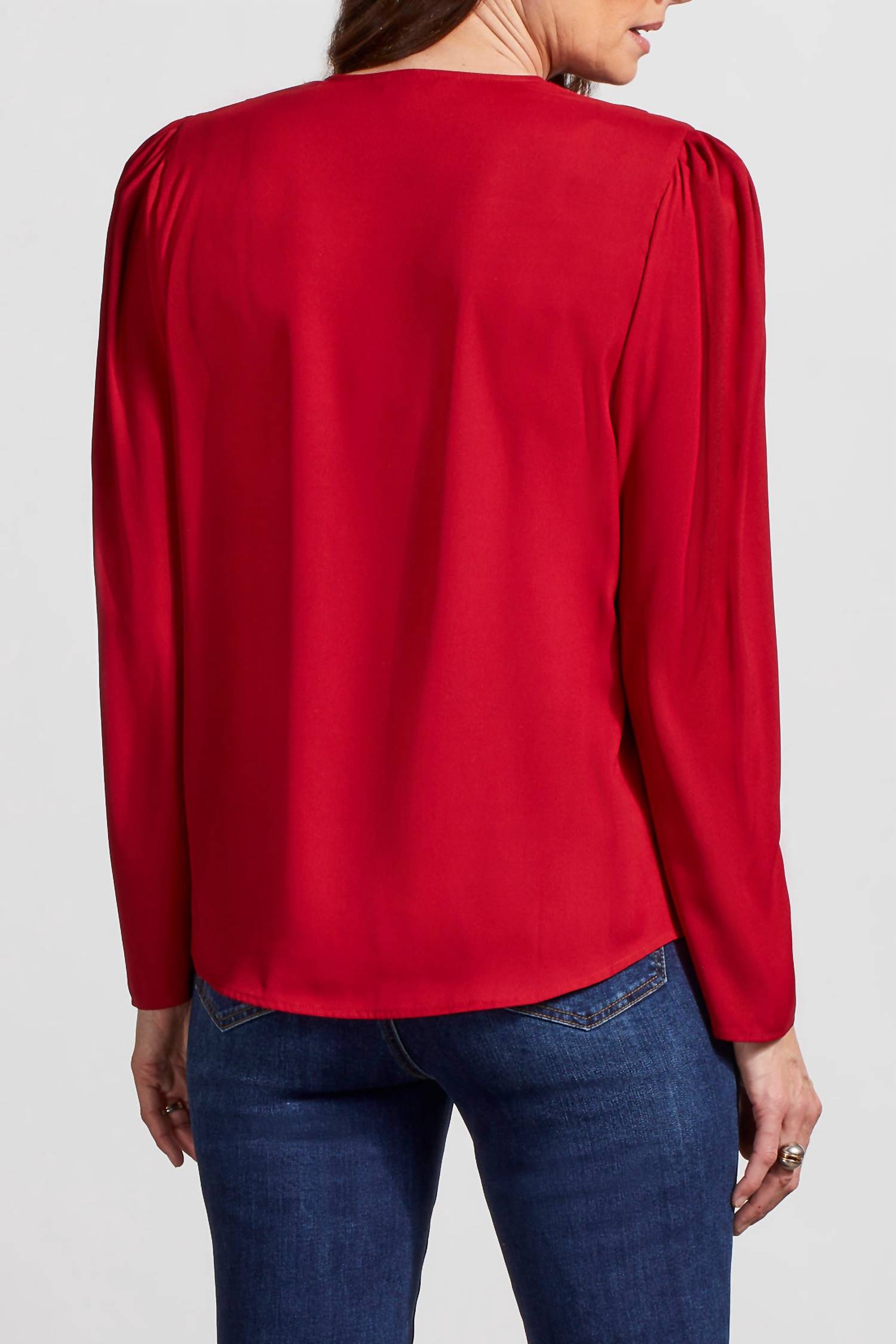 Tribal - Long Sleeve Pleated Wrap Blouse