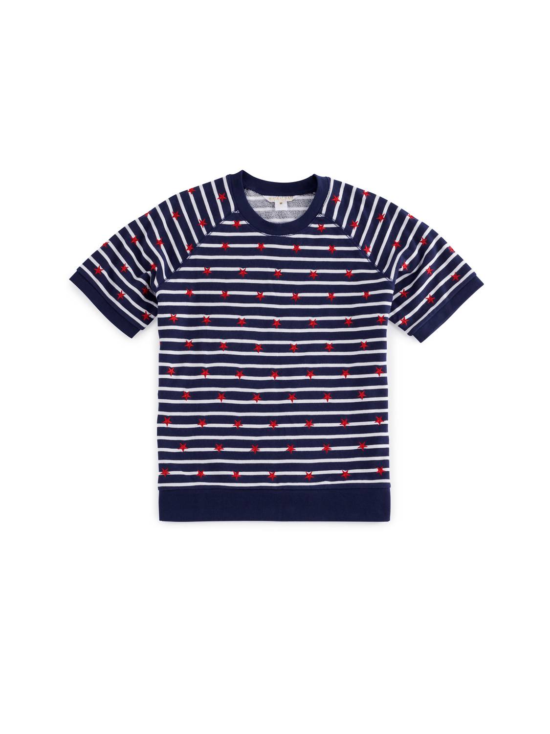 Shiraleah - Stripes Lightweight Short Sleeve Sweatshirt