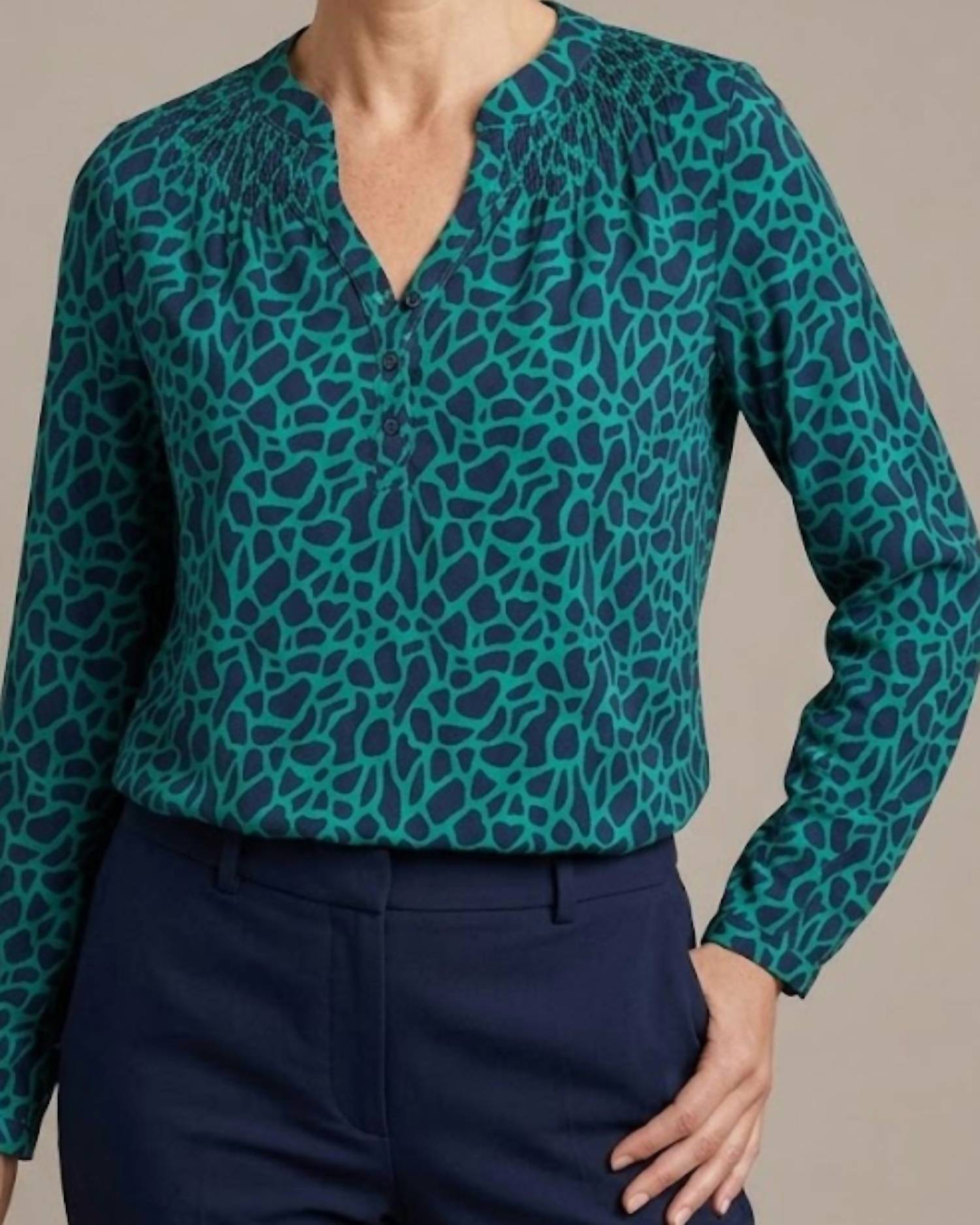 Lulu-B Long Sleeve Top in green - women's long sleeve top