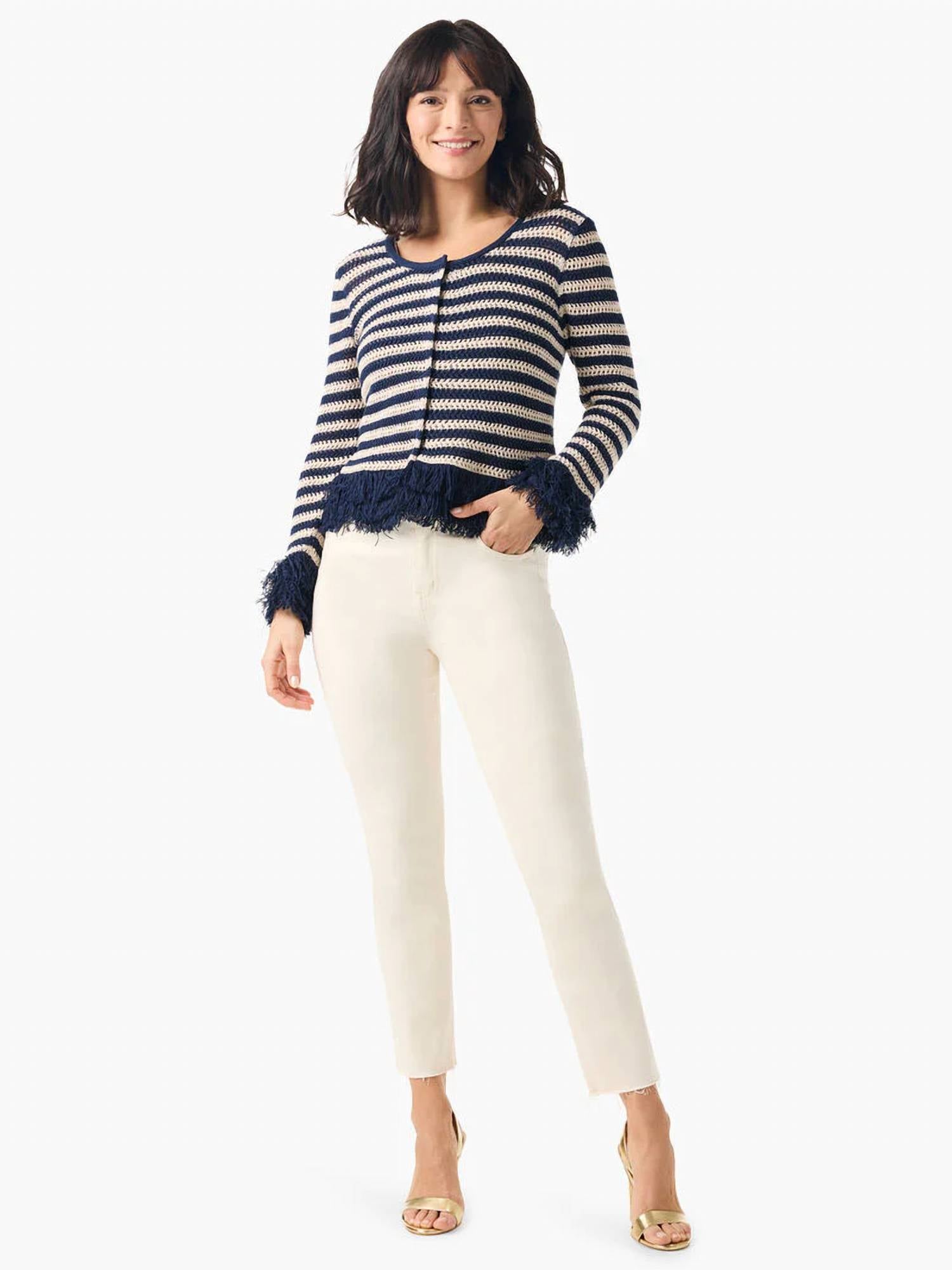 Nic + Zoe - Theodora Twilight Fringe Stripe Cardigan