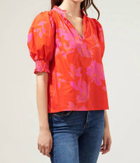 Sugarlips - Maylene Mile Floral Split Neck Top