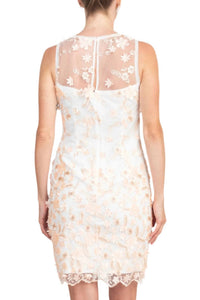 Adrianna Papell - Floral Embroidered Short Mesh Dress
