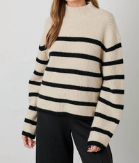 Polagram - Mock Neck Ribbed Knit Sweater