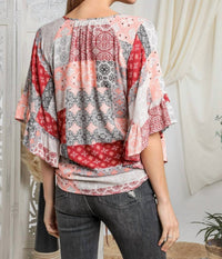 Davi & Dani - Contrast Boho Panel Draped Tie-front