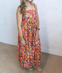 Karlie - Floral Scoop Back Tier Maxi Dress