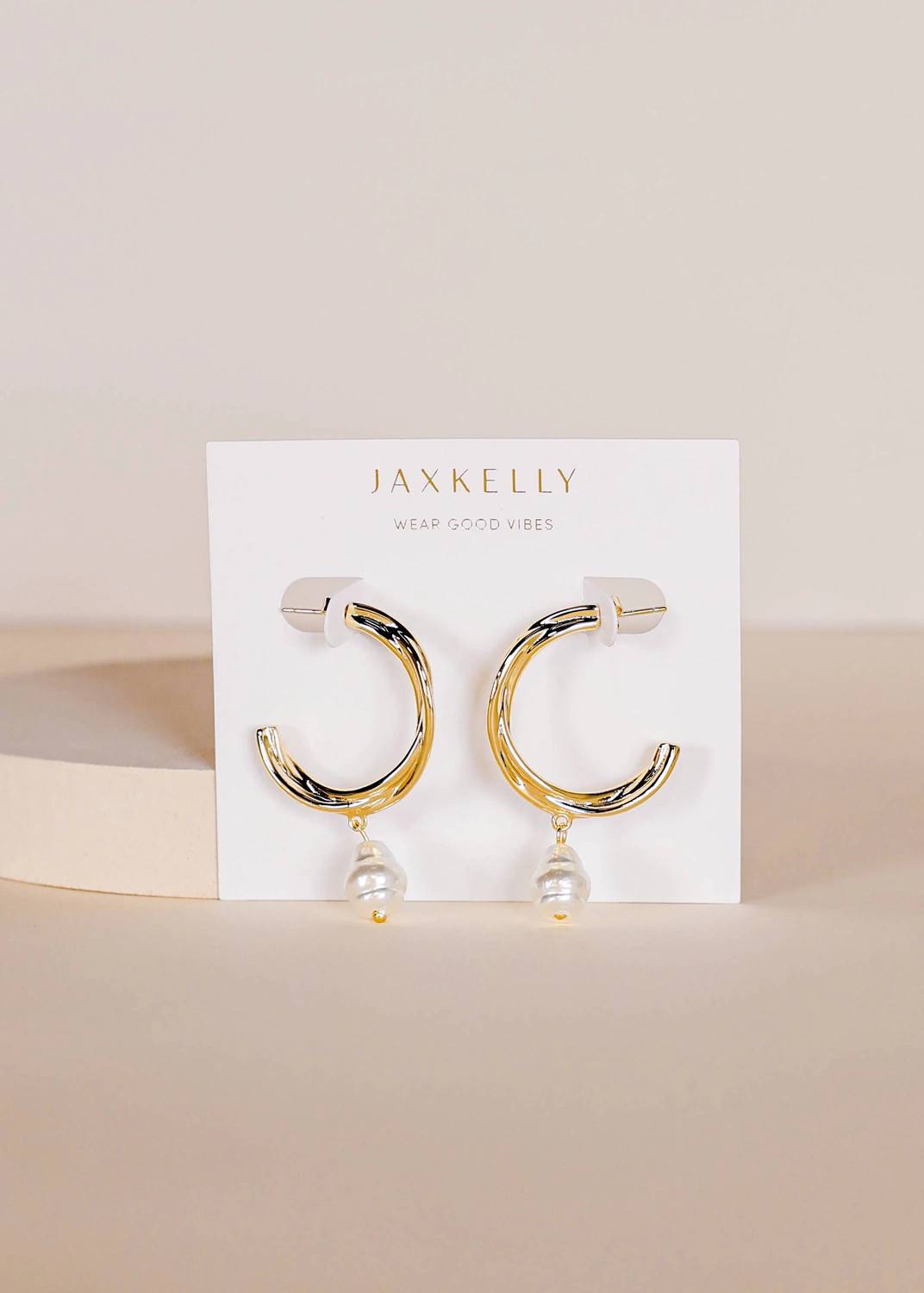 Jaxkelly - Women's Twisted Pearl Drop Hoop Earrings