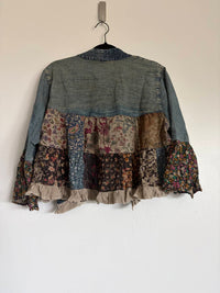 Young Threads - Women's Patchwork Ruffle Bottom Jean Jacket