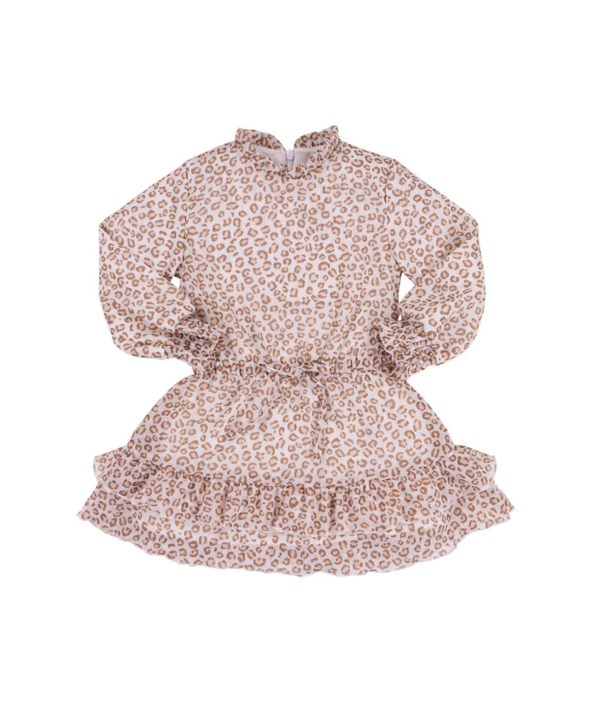 Emc - Kid's Long Sleeve Metallic Leopard Chiffon Dress
