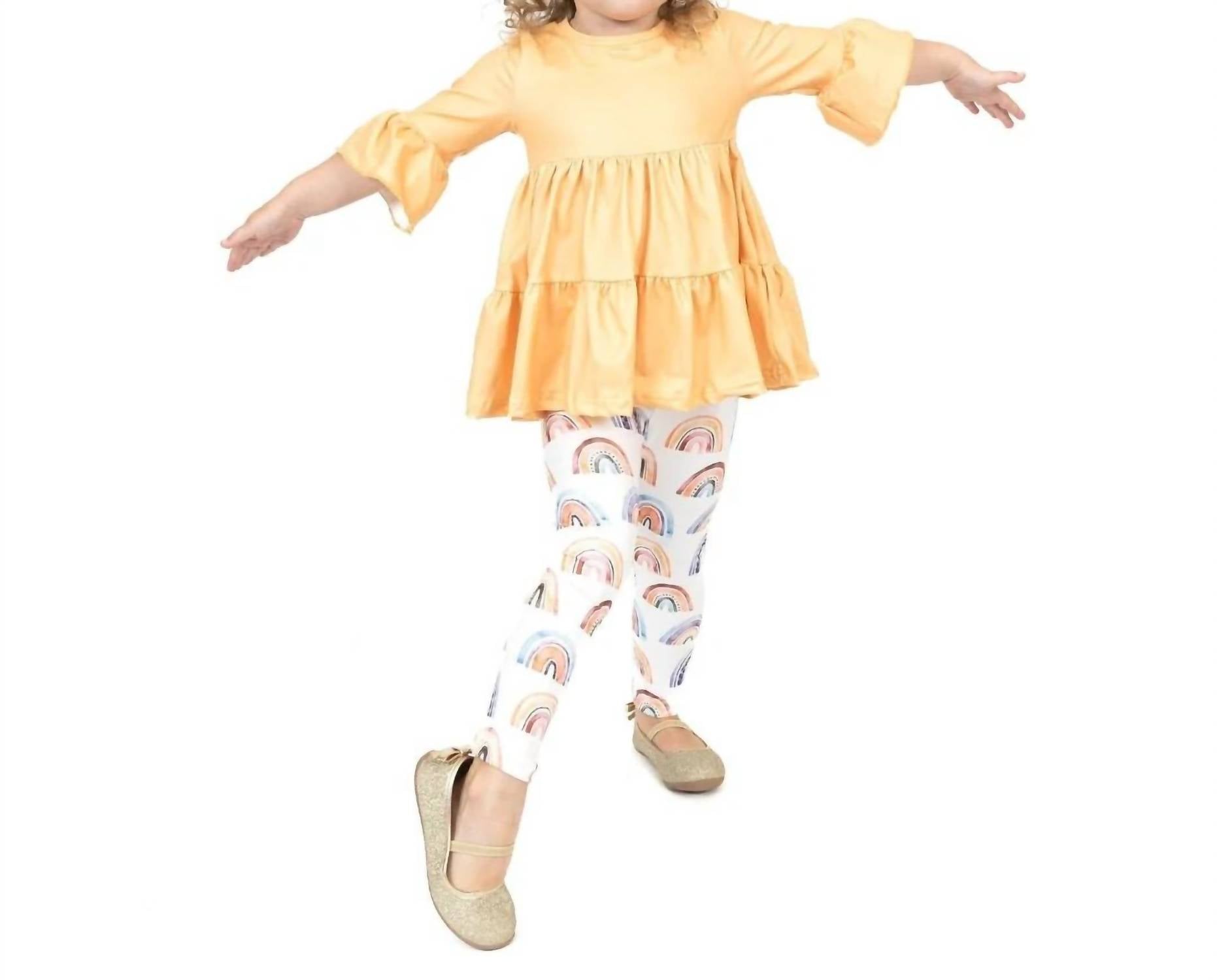 Pete + Lucy - Girls Watercolors Rainbows Pant Set