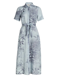 SIMKHAI Audria Floral Linen-blend Belted Midi Dress in multicolor - women's dress - view 5