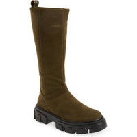 Farm Rio - Women's Embroidered Suede Tall Knee High Lug Sole Boots