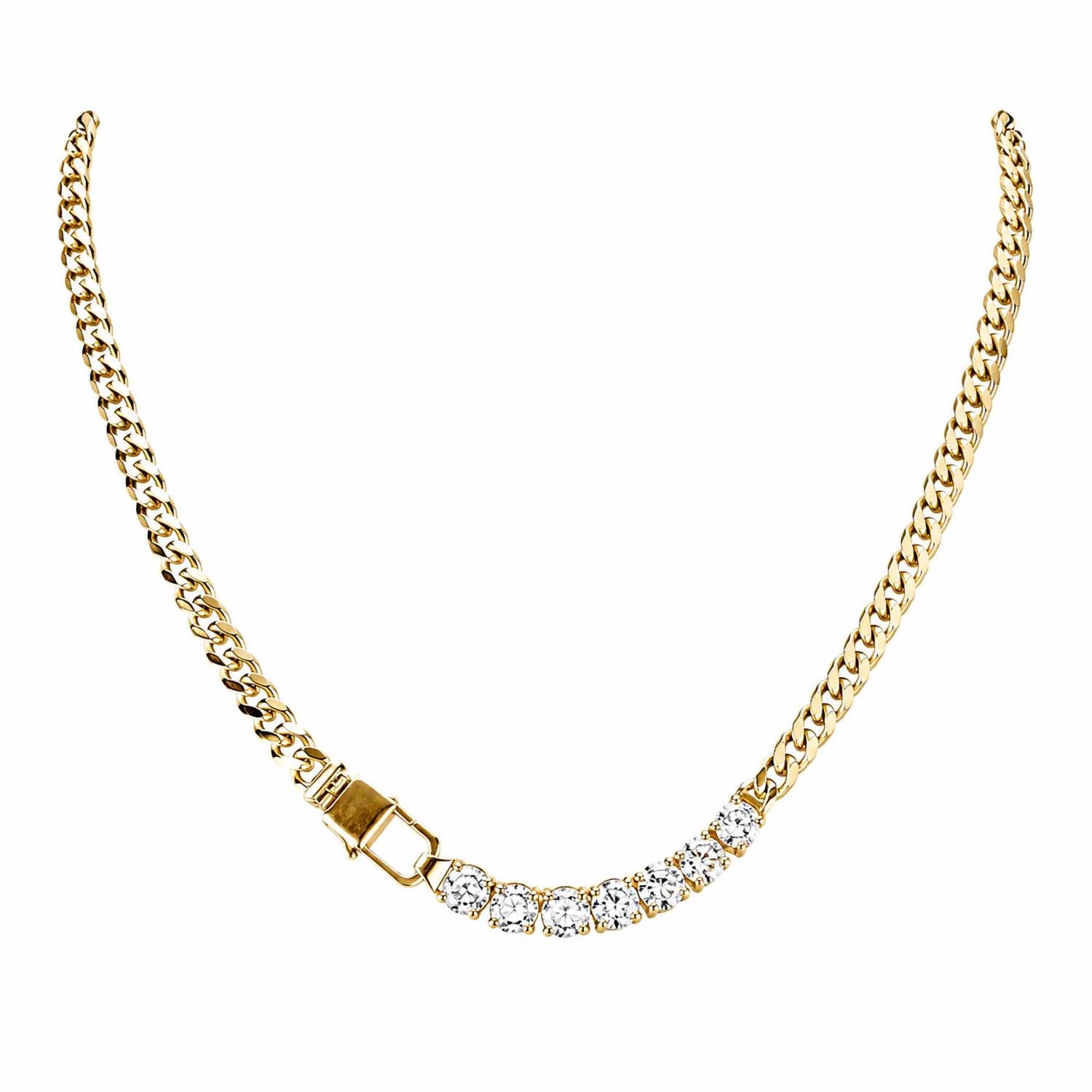 No Whining Designing - Women's 7 Stud Diamond Necklace
