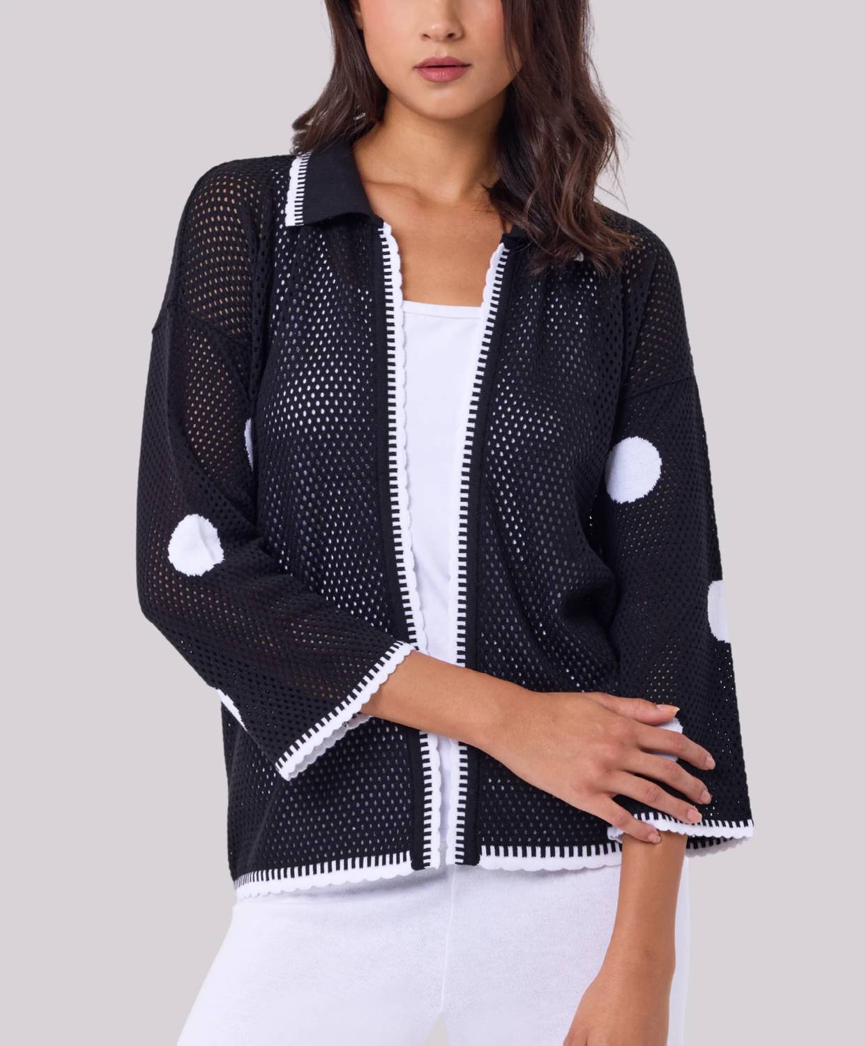 Angel Apparel - Crochet Polka Dot Cardigan