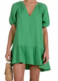 Elan - V Neck Tunic Short Mini Dress