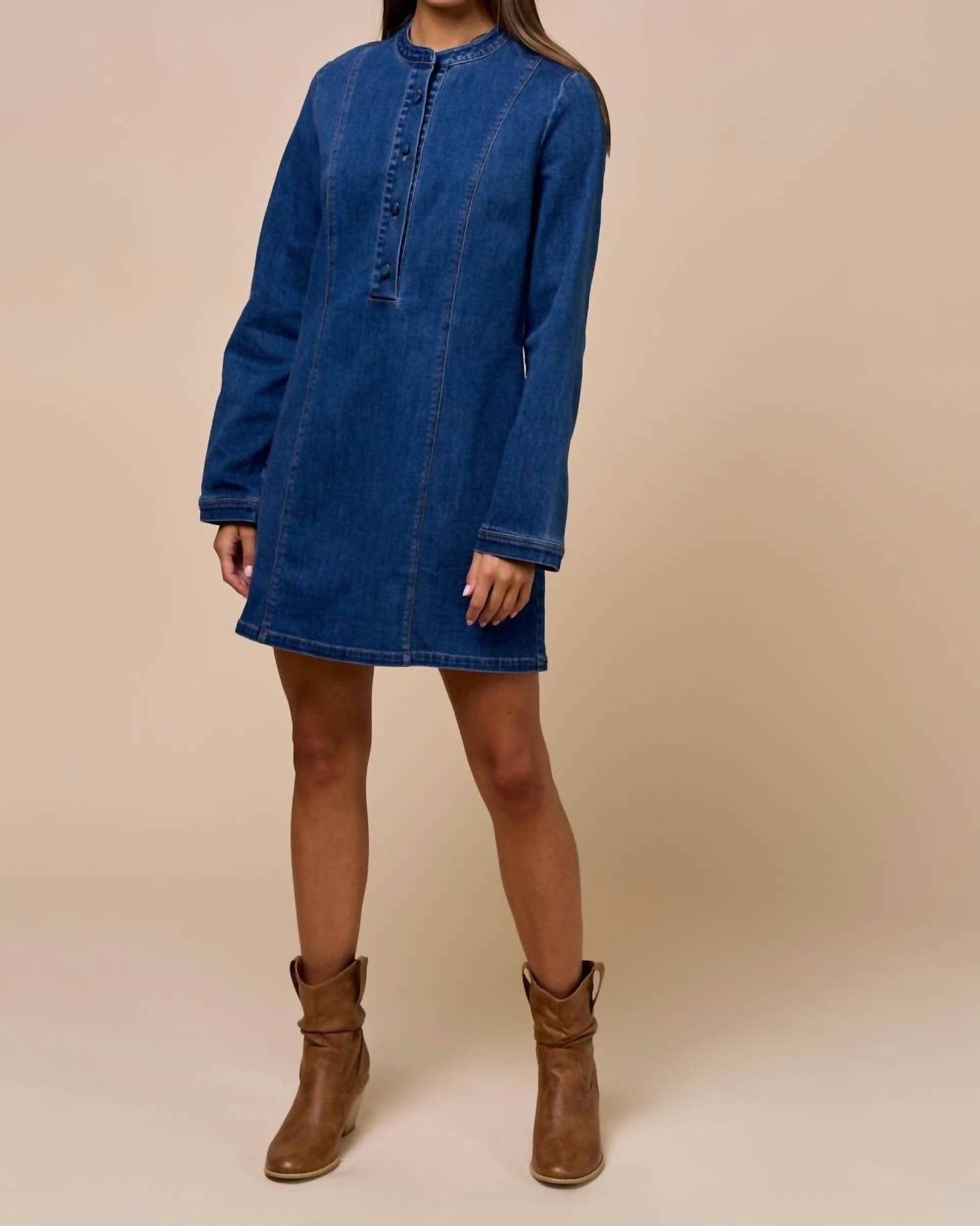 Lalavon - Sutton Long-sleeve Denim Dress
