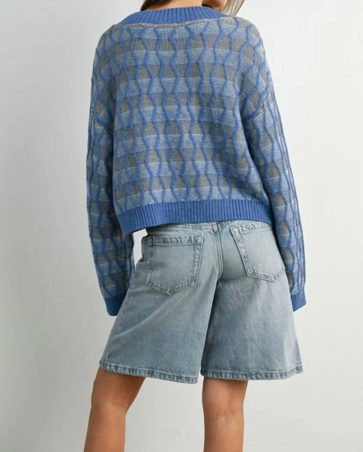 Buttermelon - Geometric V-neck Sweater