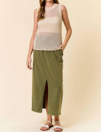 Doe And Rae - Candice Crew Neck Fishnet Sweater Tank Top
